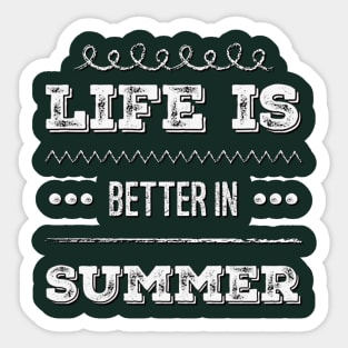 Life is better in summer Hello Summer Cute Summer Blue Typography Sticker